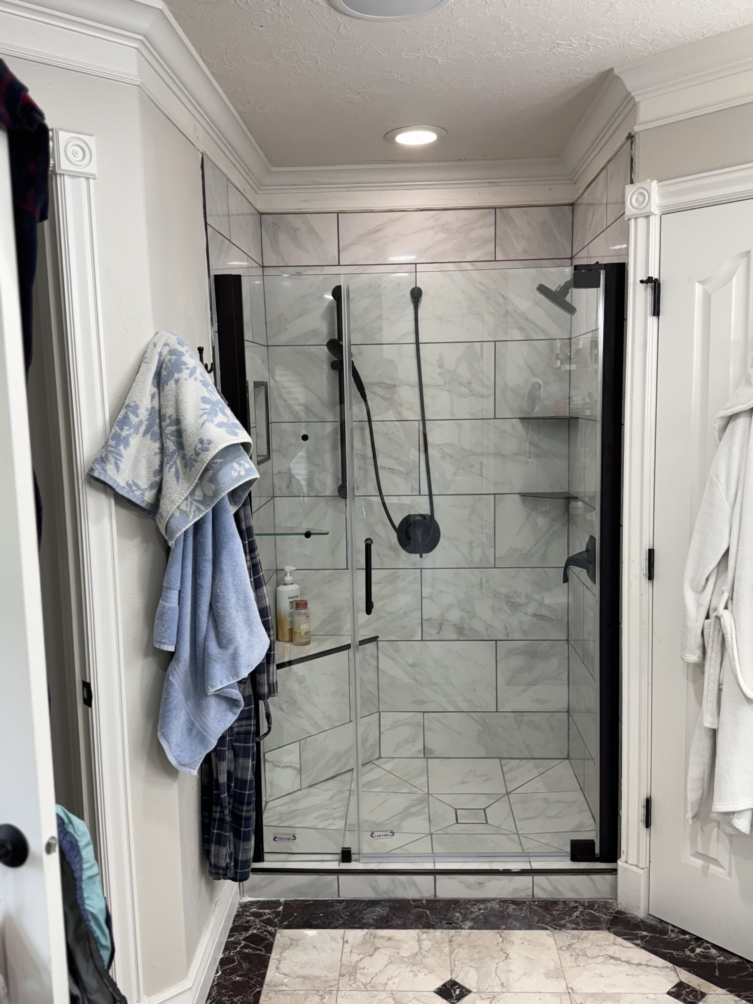 Master bathroom remodle in provo utah with hidden drain